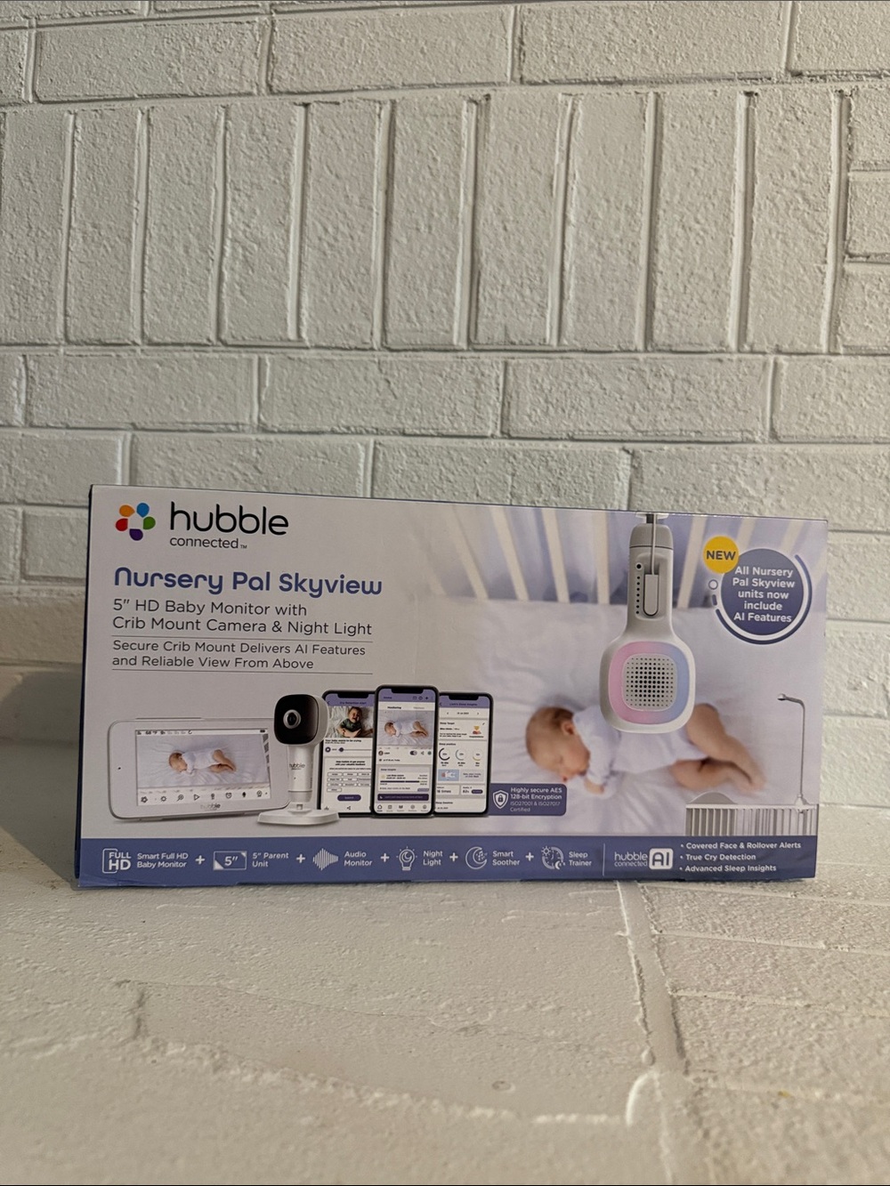 Hubble Nursery Pal Skyview 5" HD Baby Monitor - White/Pastel